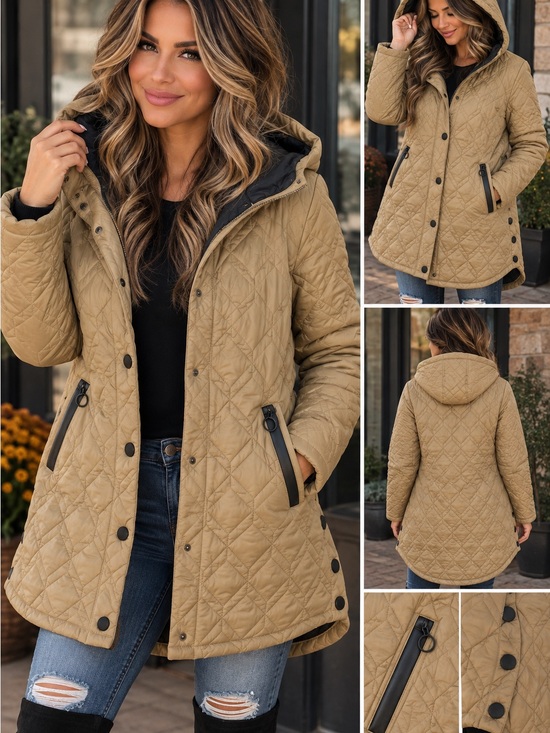 Andrew Marc Jackets & Blazers - Andrew Marc 19” ptp Quilted Hooded Coat - Beige